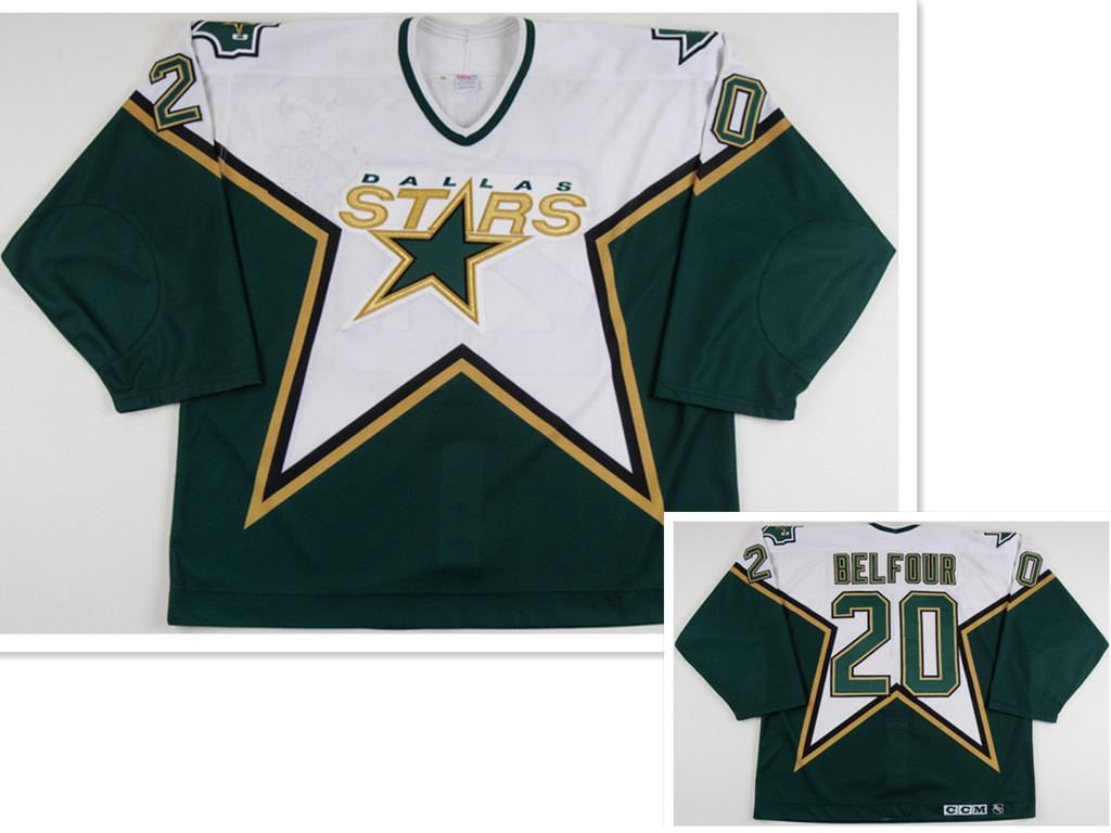 Men's Dallas Stars #20 Eddy Belfour CCM Throwback Home NHL Jersey