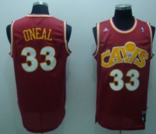 Cleveland Cavaliers #33 Shaquille O'neal Cav Red Swingman Throwback Jersey