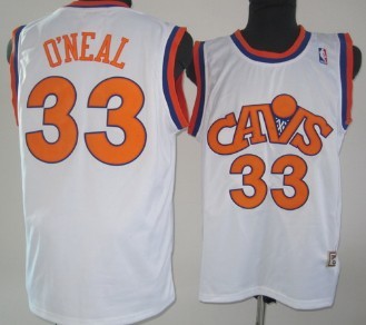 Cleveland Cavaliers #33 Shaquille O'neal Cav White Swingman Throwback Jersey