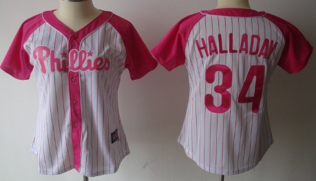 Philadelphia Phillies #34 Roy Halladay 2012 Fashion Womens Athletic Jersey 