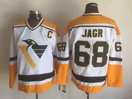 Men's Pittsburgh Penguins #68 Jaromir Jagr 1992-93 White CCM Vintage Throwback Jersey
