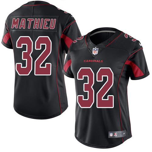Nike Cardinals #32 Tyrann Mathieu Black Women's Stitched NFL Limited Rush Jersey