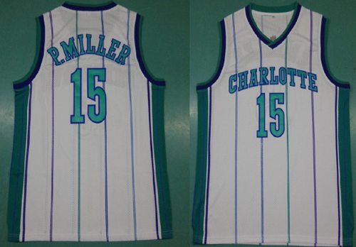 Hornets #15 Percy Miller White Throwback Stitched NBA Jersey