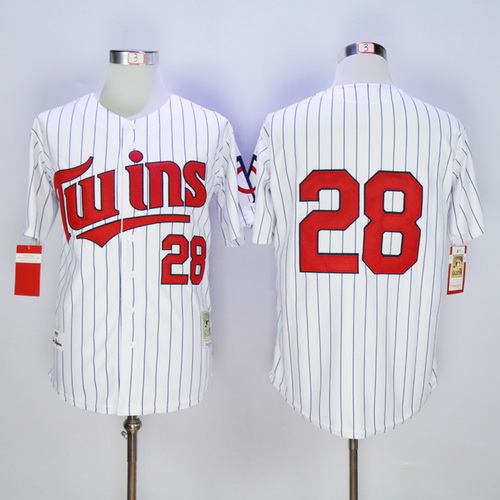 Men's Minnesota Twins #28 Bert Blyleven Retired Retired 1991 White Pinstirpe Throwback Jersey