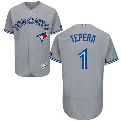 Men's Toronto Blue Jays #1 Andy Burns Gray Road 2016 Flexbase Majestic Baseball Jersey