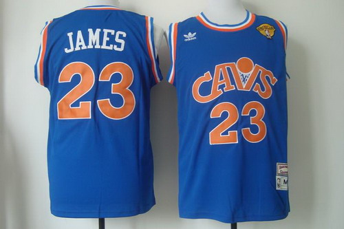 Men's Cleveland Cavaliers #23 LeBron James 2016 The NBA Finals Patch Cav Blue Hardwood Classics Soul Swingman Throwback Jersey