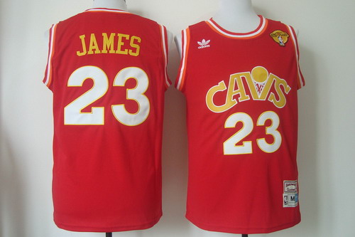 Men's Cleveland Cavaliers #23 LeBron James 2016 The NBA Finals Patch Cav Red Hardwood Classics Soul Swingman Throwback Jersey