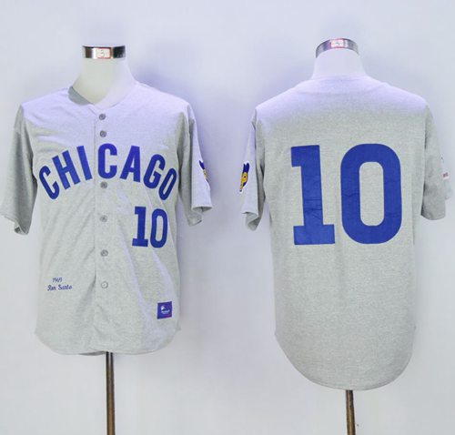 Cubs #10 Ron Santo Stitched Grey Throwback MLB Jersey