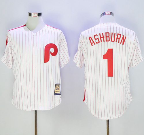 Phillies #1 Richie Ashburn White Strip Throwback Stitched MLB Jersey