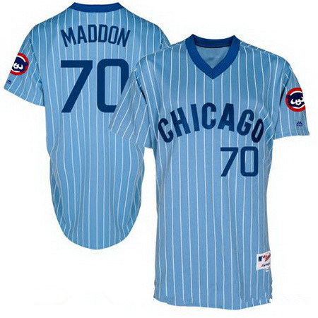 Men's Chicago Cubs #70 Joe Maddon 1988 Light Blue Pullover Cooperstown Collection Stitched MLB Jersey