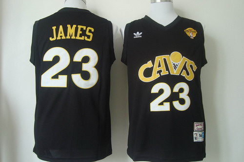 Men's Cleveland Cavaliers #23 LeBron James 2017 The NBA Finals Patch Cav Black Hardwood Classics Soul Swingman Throwback Jersey