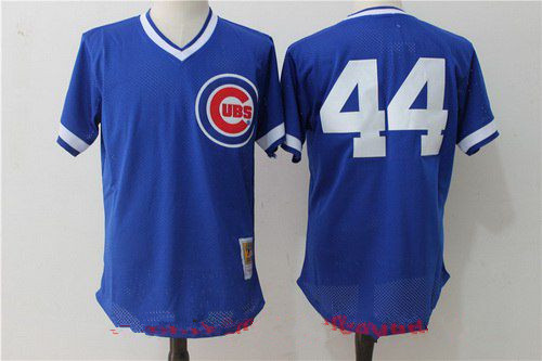 Men's Chicago Cubs #44 Anthony Rizzo Royal Blue Throwback Mesh Batting Practice Stitched MLB Jersey