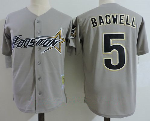 Men's Houston Astros #5 Jeff Bagwell Gray Road 1997 Throwback Cooperstown Collection Stitched MLB Jersey