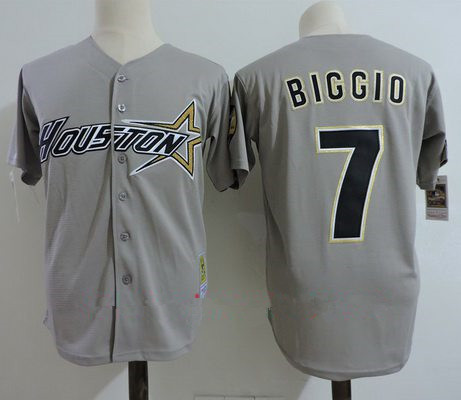 Men's Houston Astros #7 Craig Biggio Gray Road 1997 Throwback Cooperstown Collection Stitched MLB Jersey