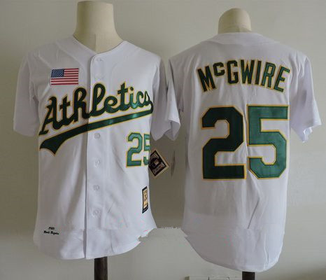 Men's Oakland Athletics #25 Mark Mcgwire White 1989 World Series Throwback Cooperstown Collection Stitched MLB Jersey