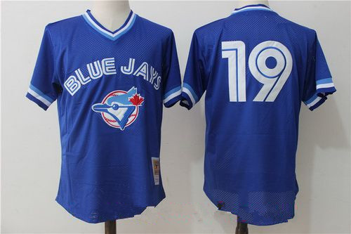 Men's Toronto Blue Jays #19 Jose Bautista Royal Blue Throwback Mesh Batting Practice Stitched MLB Jersey