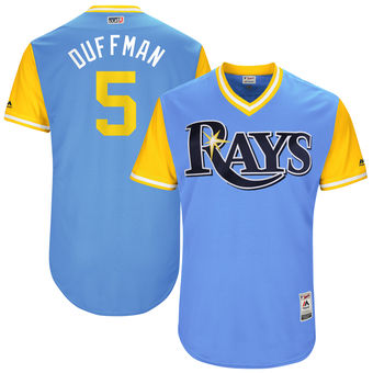 Men's Tampa Bay Rays Matt Duffy Duffman Majestic yellow and blue 2017 Players Weekend Authentic Jersey