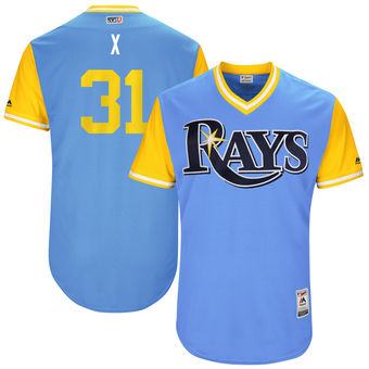 Men's Tampa Bay Rays Xavier Cedeno X Majestic yellow and blue 2017 Players Weekend Authentic Jersey