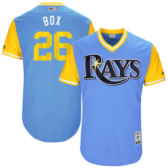Men's Tampa Bay Rays Brad Boxberger Box Majestic yellow and blue 2017 Players Weekend Authentic Jersey