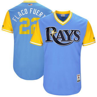 Men's Tampa Bay Rays Chris Archer Flaco Fuerte Majestic yellow and blue 2017 Players Weekend Authentic Jersey