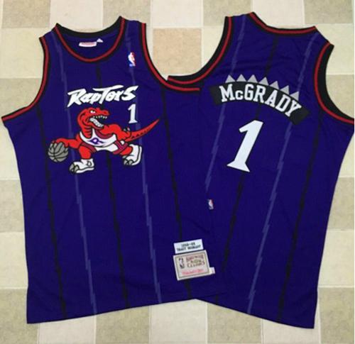 Toronto Raptors #1 Tracy Mcgrady Purple Throwback Stitched NBA Jersey