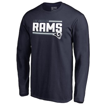 Men's Los Angeles Rams NFL Pro Line Navy Iconic Collection On Side Stripe Long Sleeve T-Shirt