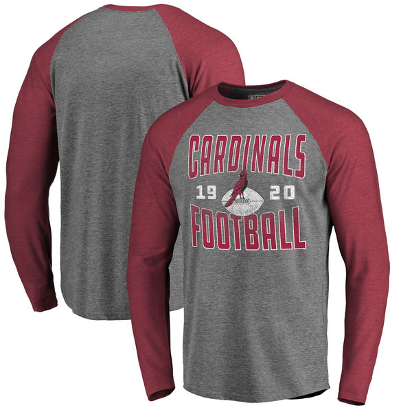 Arizona Cardinals NFL Pro Line Timeless Collection Antique Stack Long Sleeve Tri-Blend Raglan T-Shirt Ash