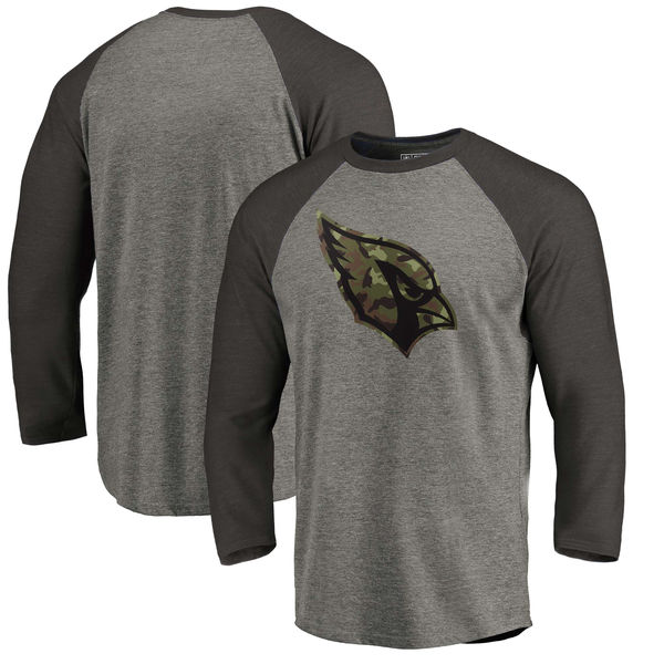Arizona Cardinals NFL Pro Line Black Gray Tri Blend Sleeve T-Shirt