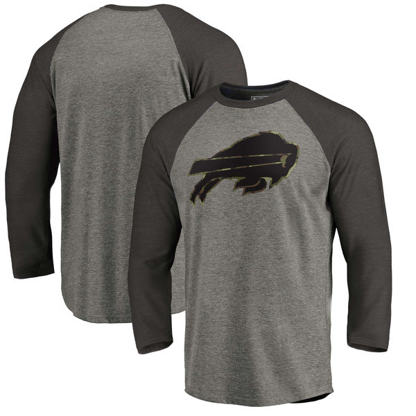 Buffalo Bills NFL Pro Line Black Gray Tri Blend Sleeve T-Shirt
