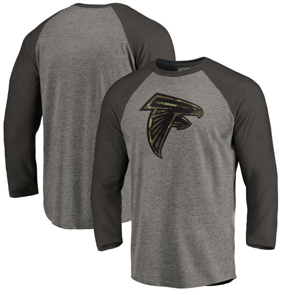 Atlanta Falcons NFL Pro Line Black Gray Tri Blend 34-Sleeve T-Shirt