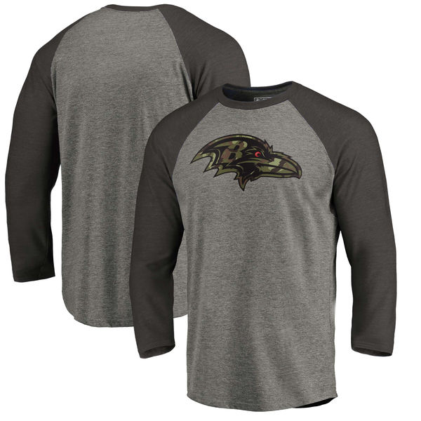 Baltimore Ravens NFL Pro Line Black Gray Tri Blend Sleeve T-Shirt