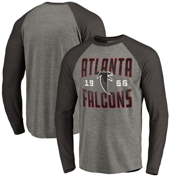 Atlanta Falcons NFL Pro Line Timeless Collection Antique Stack Long Sleeve Tri-Blend Raglan T-Shirt Ash