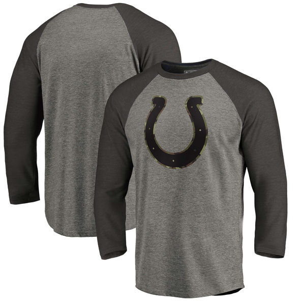 Indianapolis Colts NFL Pro Line Black Gray Tri Blend 34-Sleeve T-Shirt