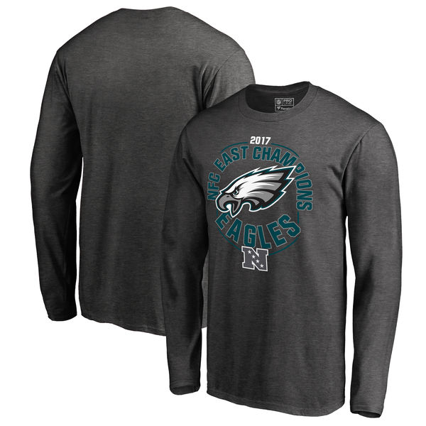Philadelphia Eagles NFL Pro Line 2017 NFC East Division Champions Long Sleeve T Shirt Heather Charcoal