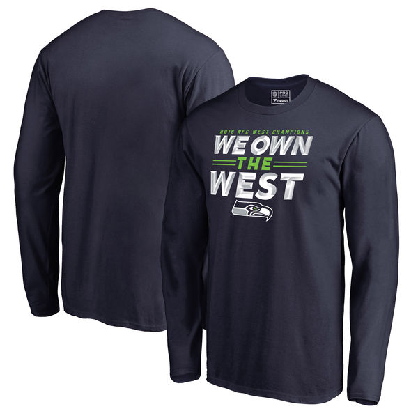 Seattle Seahawks Pro Line 2016 NFC West Division Champions Edged Long Sleeve T-Shirt College Navy