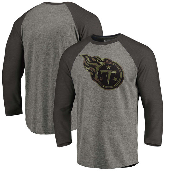 Tennessee Titans NFL Pro Line Black Gray Tri Blend 34-Sleeve T-Shirt
