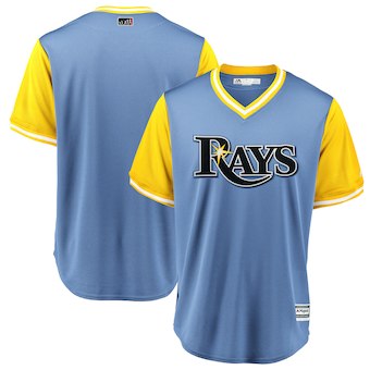 Men's Tampa Bay Rays Blank Majestic yellow blue 2018 Players' Weekend Team Cool Base Jersey