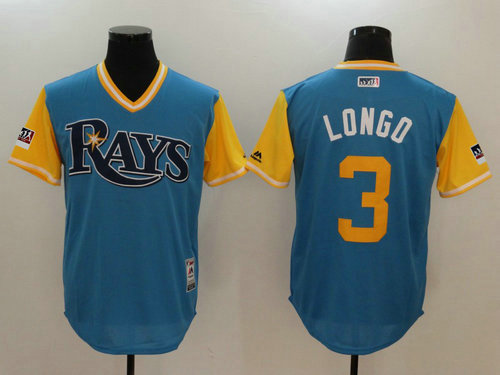 Tampa Bay Rays 3 Evan Longoria Longo Majestic yellow blue 2018 Players Weekend Authentic Jersey