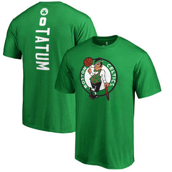 Men's Boston Celtics 0 Jayson Tatum Kelly Green Backer Name & Number T-Shirt