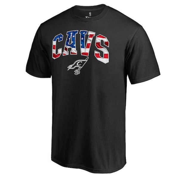 Men's Cleveland Cavaliers Black Logo Banner Wave T-Shirt