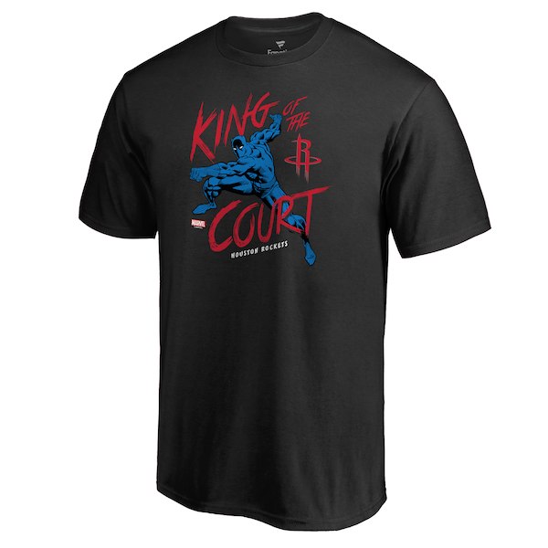 Men's Houston Rockets Black Marvel Black Panther King of the Court T-Shirt