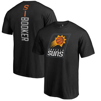 Men's Phoenix Suns 1 Devin Booker Black Backer Name & Number T-Shirt