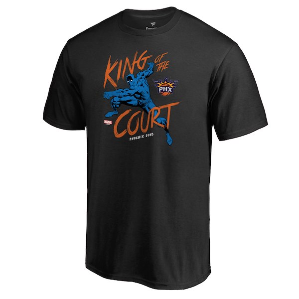 Men's Phoenix Suns Black Marvel Black Panther King of the Court T-Shirt