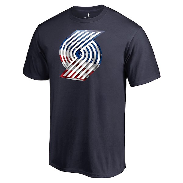 Men's Portland Trail Blazers Navy Personalized Name and Number Banner Wave T-Shirt