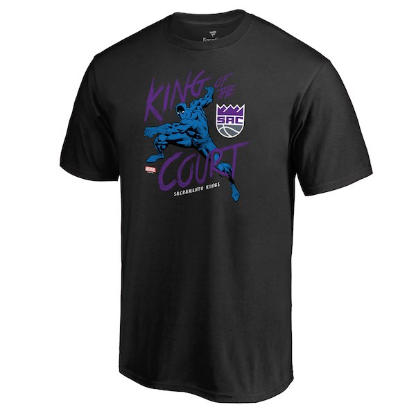Men's Sacramento Kings Black Marvel Black Panther King of the Court T-Shirt