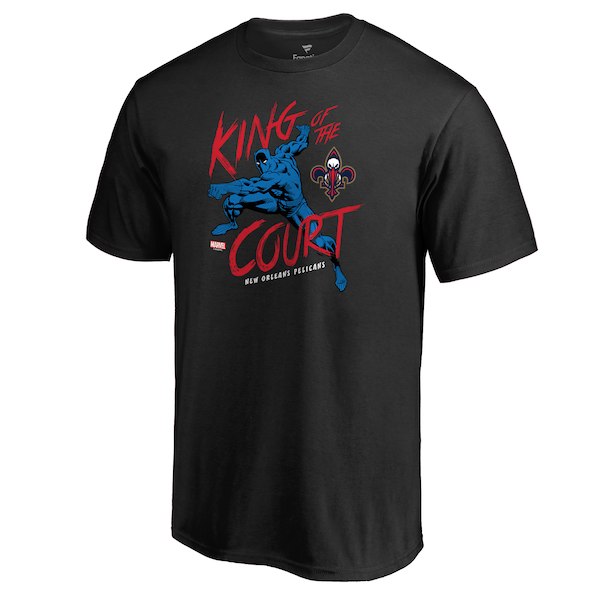 Men's New Orleans Pelicans Black Marvel Black Panther King of the Court T-Shirt