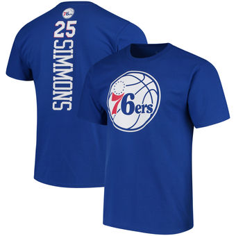 Men's Philadelphia 76ers 25 Ben Simmons Royal Backer Name & Number T-Shirt