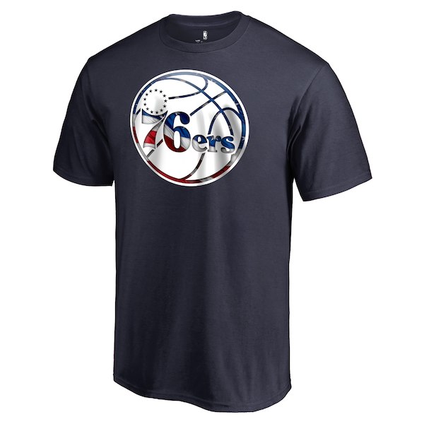 Men's Philadelphia 76ers Navy Personalized Name and Number Banner Wave T-Shirt