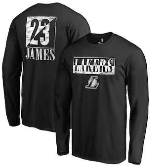 Men's Los Angeles Lakers 23 LeBron James Black Yin & Yang Name & Number Long Sleeve T-Shirt