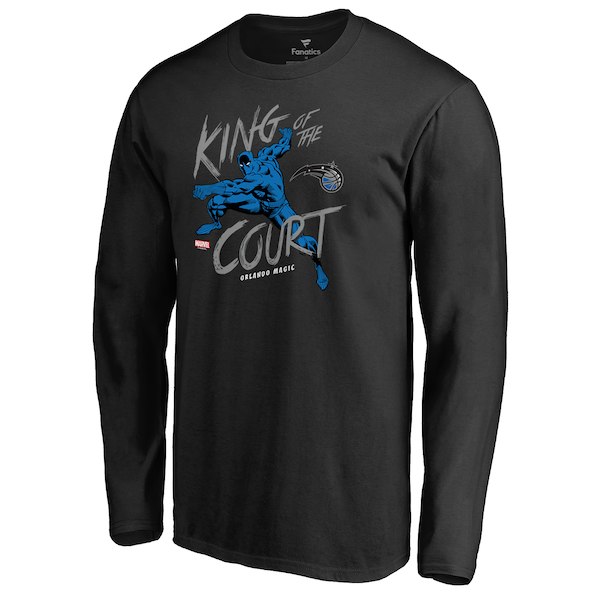 Men's Orlando Magic Black Marvel Black Panther King of the Court Long Sleeve T-Shirt